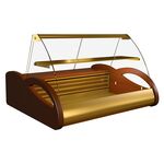 Витрина холодильная Polus A87 SV 1,0-1 (ВХСн-1,0 Арго) Люкс 0012-1036 (бок корич., декор зол.)