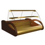 Витрина холодильная Polus A87 SM 1,5-1 (ВХС-1,5 Арго) (ВХС-1,5 Арго Люкс 0012-1036 (бок корич., декор зол.))